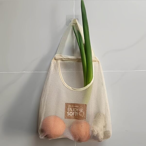 1pc Breathable Mesh Kitchen Storage Bag - Wall-Mounted, Perfect for Ginger, Garlic & Onions