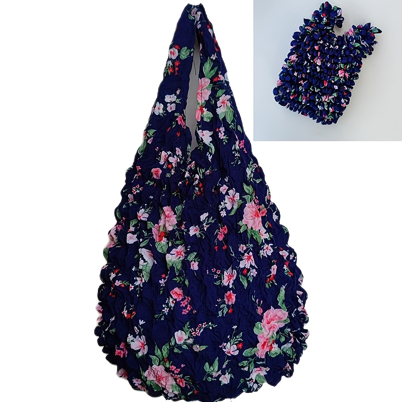 New Fashionable Magic Stretch Shopping Bag with Bubble Pleats, Multi-Functional and Machine Washable for Traveling and Daily Errands