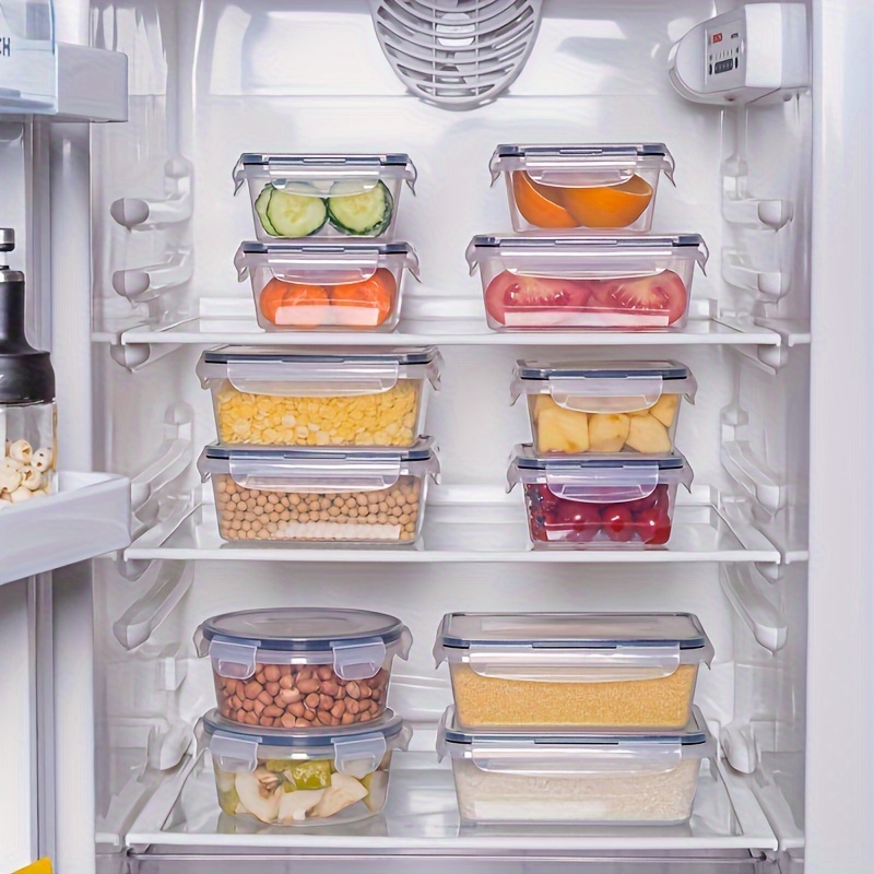 Rectangular Airtight Plastic Lunch Boxes, Heat-Resistant, Sealed Food Storage Containers, Multi-Purpose, Reusable, Snap-On Lids, for Kitchen, Refrigerator, Microwave, Travel, 4 Sizes