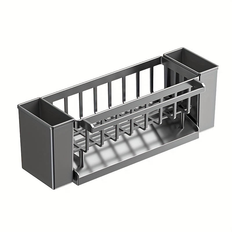 Kitchen Towel Rack Plastic Material Sink Drainer Basket Countertop Multi-Functional Sponge Holder Dish Soap Storage Rack Kitchen Drainage Organizer Steel Wire Ball Dish Basin Storage Shelf