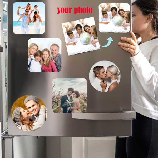 Personalized Photo Magnet - Round & Square, Perfect for Fridge, Office, Kitchen Decor | Ideal Gift for Halloween, Christmas, Valentine's, Thanksgiving, Fridge Magnets