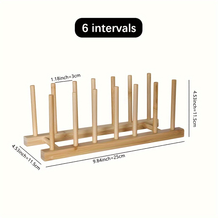 1pc Bamboo Wooden Plate Rack, Kitchen Storage Organizer For Dish, Plate, Bowl, Cup, Pot Lid And Cutting Board, Multifunctional Bamboo Drying Rack, Bookshelf, Home Kitchen Supplies