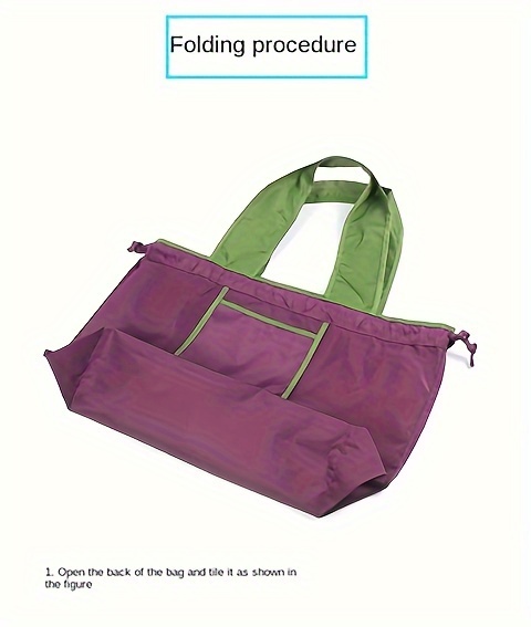 Durable PVC Tote Bag with Folding Drawstring Design - High-Quality, Reusable Shopping Bag in Vibrant Colors (Blue, Green, Pink, Yellow, Purple) - Perfect for Groceries, Travel & Everyday Use