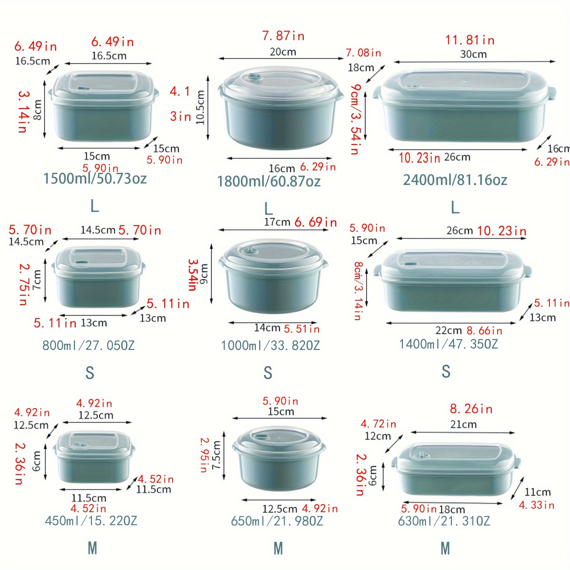 Microwave Safe Plastic Food Storage Containers with Clip-on Lids - 3-Piece Set for Fruits, Vegetables, Dumplings, Meat, Eggs, Ginger, Garlic, Onion | Reusable, Multipurpose, Leakproof Lunch Boxes for Home and Kitchen Use