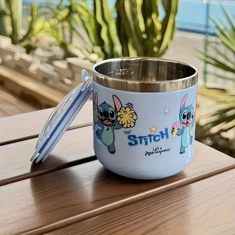 1pc 9.47oz Stainless Steel Insulated Coffee Mug with Handle and Lid - Cute Durable Cup Featuring Stitch & Ice Cream Design, Perfect for Office, Outdoor Use, Hand Wash Only, Ideal Gift, Coffee Bar Accessories