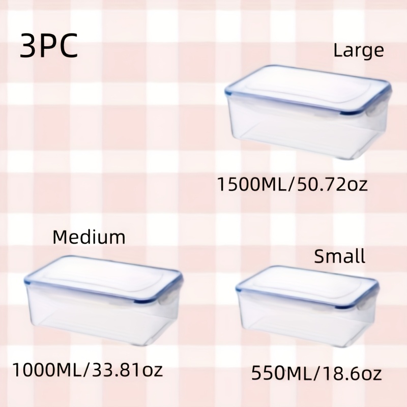 Rectangular Airtight Plastic Lunch Boxes, Heat-Resistant, Sealed Food Storage Containers, Multi-Purpose, Reusable, Snap-On Lids, for Kitchen, Refrigerator, Microwave, Travel, 4 Sizes - Image 3