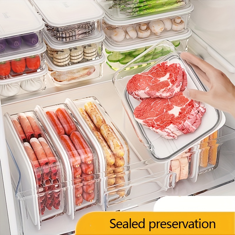 5pcs 40oz Kitchen Refrigerator Storage Containers with Lids - Reusable Fresh Food Boxes for Meat, Fruits & Vegetables, Travel-Friendly Freezer Organizers, Multipurpose Sealed Preservation Containers, Kitchen Accessories