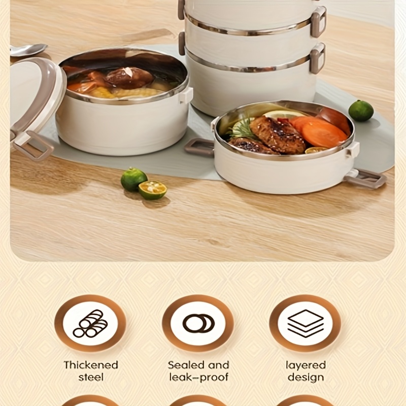 Stainless Steel Insulated Lunch Box with Lid & Handle - Multi-Layer, Leakproof Food Storage Container for School, Office, Camping & Picnics,back to school