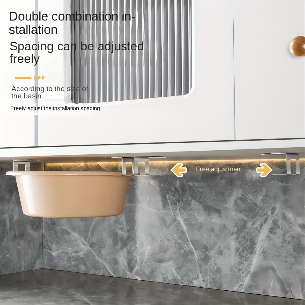 Laoyeboubi Stainless Steel Kitchen Sink Sponge Holder, Polished Finish, Wall-Mounted Storage Hooks, Contemporary Adhesive Drain Drying Rack, Kitchen Organizer Accessory, Ideal for Halloween/Christmas Gifts