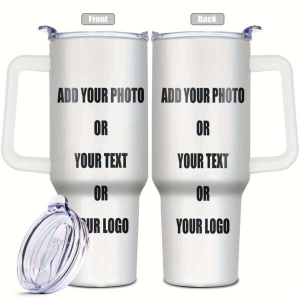 1pc Customizable 40oz Tumbler with Personal Photo, Text, or Logo - Durable Metal, Reusable, Perfect Gift for Family, Friends, Women, Teachers, Coworkers - Ideal for Birthdays, Christmas, Thanksgiving, Halloween, Easter, Hanukkah, Holiday Gift|Personalized Tumbler|Reusable Tumbler
