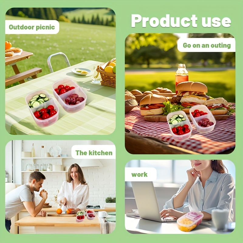 Single/Double Compartment Outdoor Food Storage Containers Made of PP5 Material, Suitable for Refrigeration And Microwave Heating, Ideal for Storing Food, Fruits, Star Anise, Cinnamon, Spices, Snacks, And Other Kitchen Storage Accessories. Portable Outdoor Bowls for Camping, a Perfect Choice for Families.