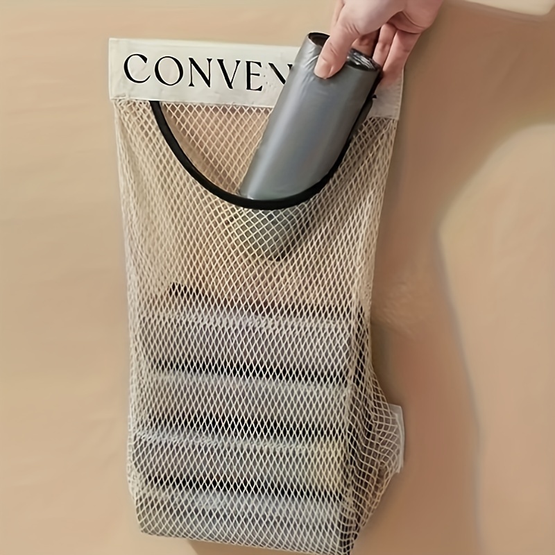 Space-Saving Wall-Mounted Organizer for Plastic Bags - Reusable, Elastic Mesh Storage Rack for Kitchen & Clothes Bags, Non-Food Grade