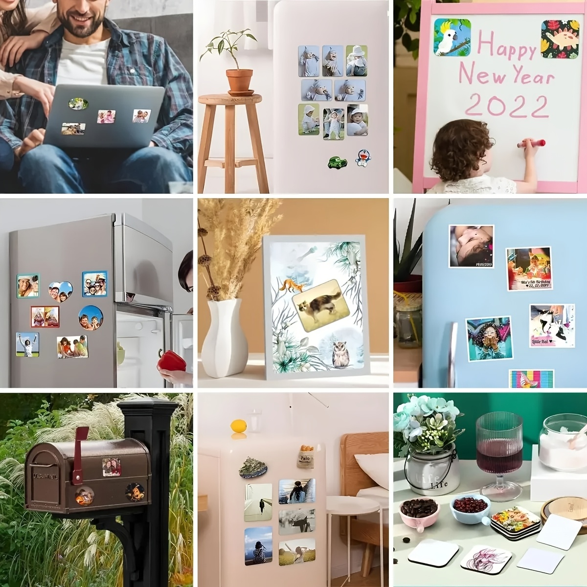 Personalized Photo Magnet - Round & Square, Perfect for Fridge, Office, Kitchen Decor | Ideal Gift for Halloween, Christmas, Valentine's, Thanksgiving, Fridge Magnets