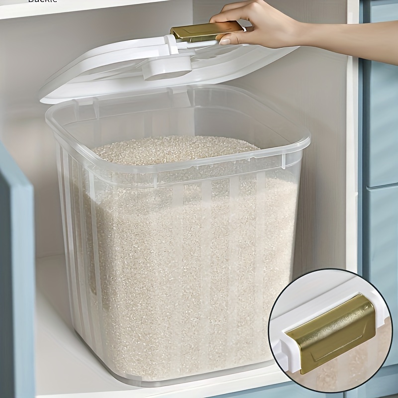 1pc Large Airtight Grain Storage Container - Moisture-Proof & Transparent with Easy-Access White Lid, Durable Polypropylene, Ideal for Kitchen & Pet Food Organization
