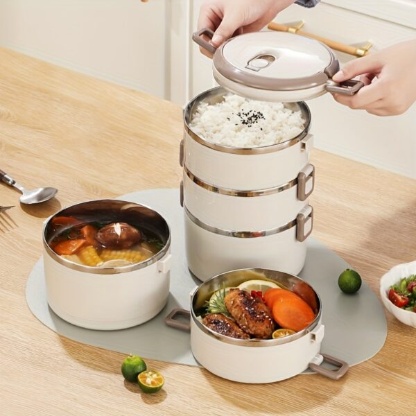 Stainless Steel Insulated Lunch Box with Lid & Handle - Multi-Layer, Leakproof Food Storage Container for School, Office, Camping & Picnics,back to school