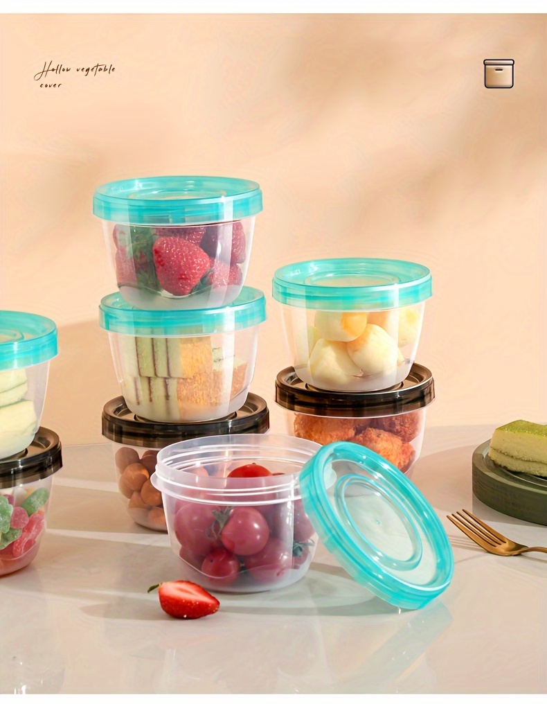 2pcs Transparent Sealed Food Storage Containers with Blue Lids - Microwave Safe, Freshness Preserving Round Boxes for Grains, Nuts, Fruits & More - Ideal for Home Kitchen Use