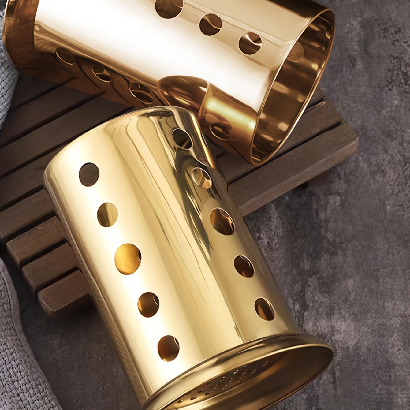 Golden Stainless Steel Kitchen Utensil Holder - Rust-Proof Wall-Mounted Storage Rack for Spoons, Knives, Forks, and Cooking Tools, Elegant Home Decor Accessory, Kitchen Accessories