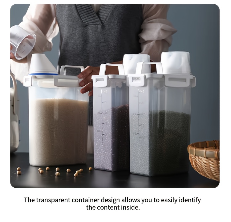 Household storage miscellaneous grain barrels storage tanks kitchen rice barrels fresh-keeping boxes with measuring cups