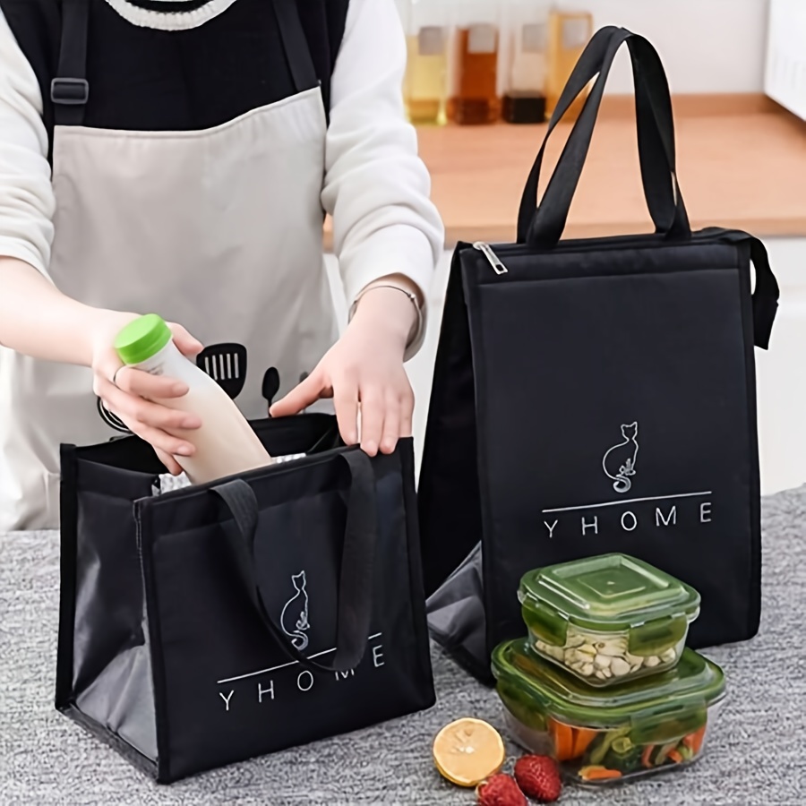 Cute Kitten Insulated Lunch Bag - Portable Bento Box Carrier, Polyester, Rectangular Shape for Students & Kitchen Use, for Return School,back to school