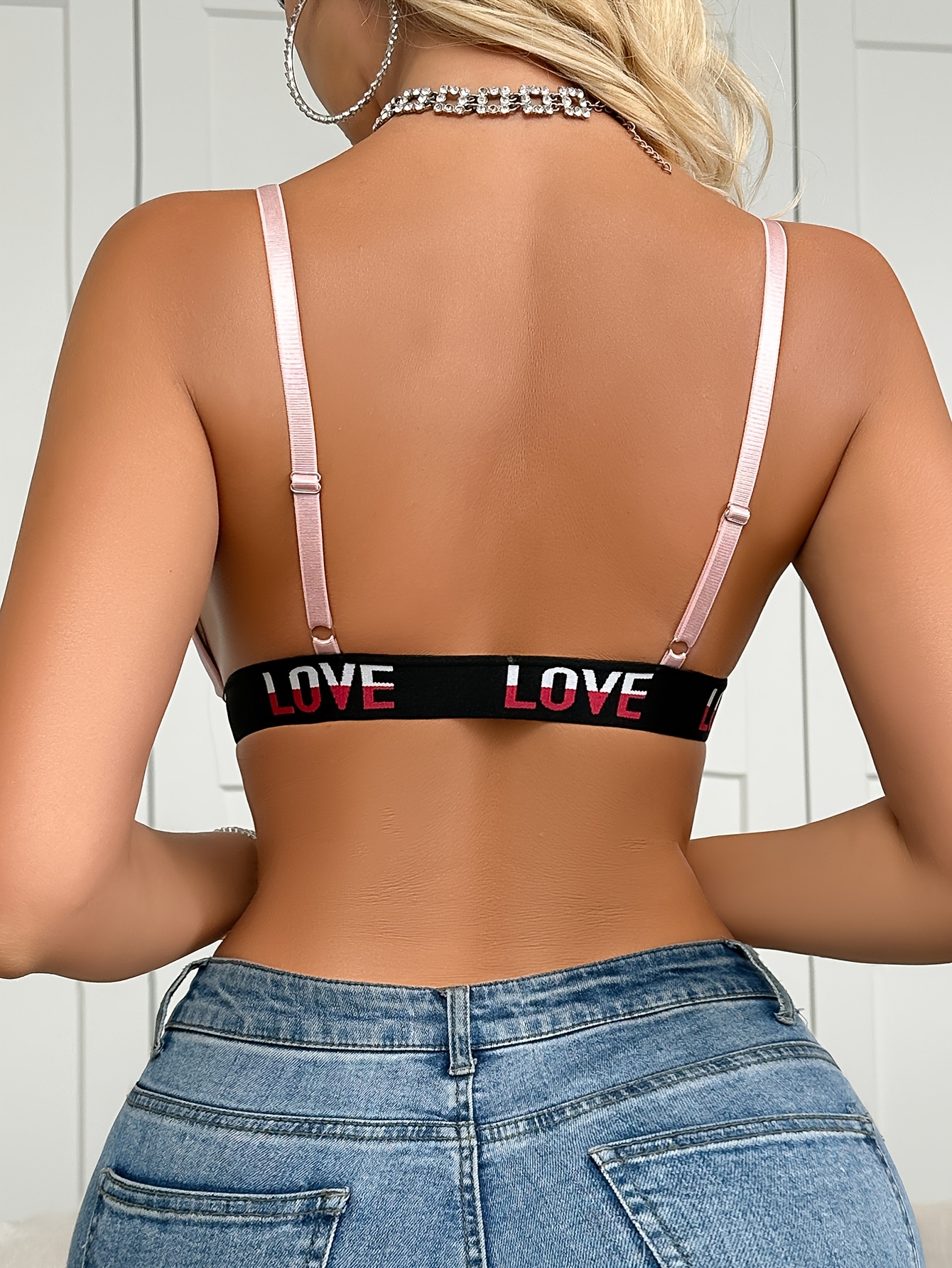 Elegant Front Closure Push-Up Bra for Women - High Support, Wireless, Black Lingerie with Letter Detail, Soft Polyester & Elastane Blend, Hand Wash Only