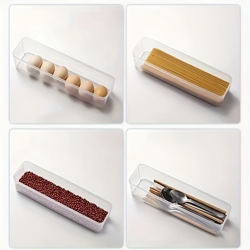 4 Clear Plastic Food Storage Containers with Lids - Reusable, BPA Free PP Organizers for The Freezer - Great for Shallots, Coriander, Ginger, Garlic, Noodles, Eggs And More - Kitchen Organization Must-Have