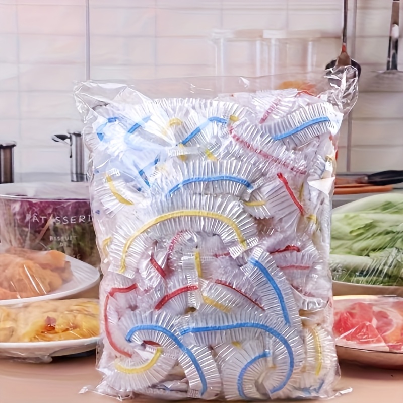 Elastic Food Storage Covers - Reusable, Stretchable Silicone Bowl Covers for Freshness, BPA-Free, Food-Safe | Multiple Sizes for Pots, Bowls, Cups | 100/300 Pack