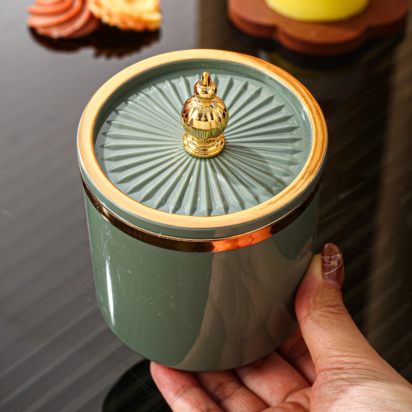 AromaShield Nordic-Inspired Storage Jar - Reusable, Airtight Round Container for Dried Fruits & Spices - Ideal for Pantry & Countertop Organization