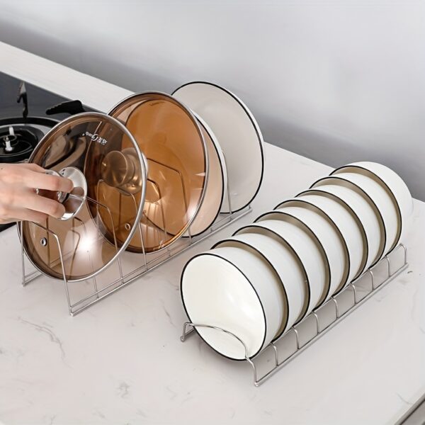 A Bowl And Plate Storage Rack, Stainless Steel Organizer, Dish Draining Rack, Kitchen Storage Supplies
