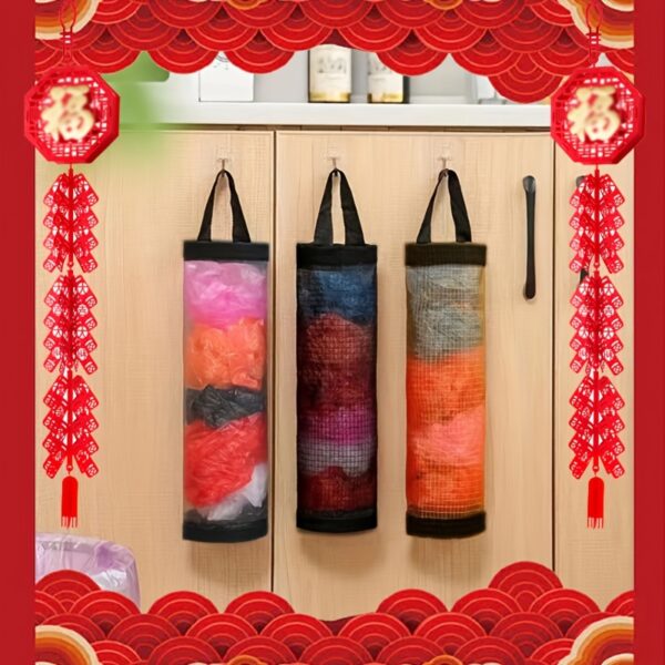 Plastic Bag Organizer 1/10pcs, Hanging Mesh Storage Dispenser, Foldable, Breathable, Washable Hanging Trash Bag Holder, Multiple Colors Available, Suitable for Kitchen Plastic Bag Storage