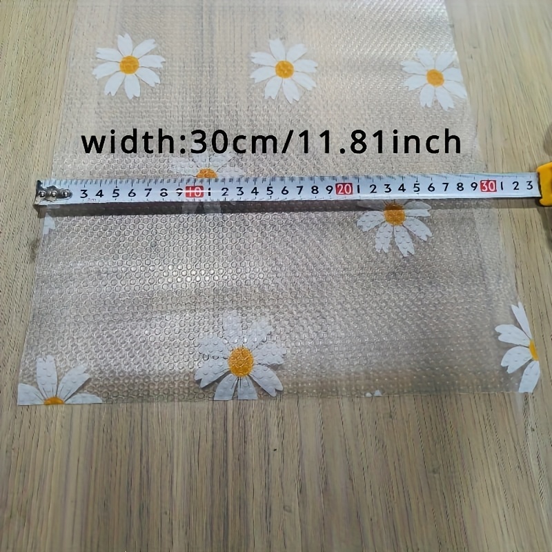 1 Roll of Waterproof Non-Slip Drawer and Cabinet Liner - Dustproof, Moisture-Proof, Daisy Pattern, Ideal for Kitchen, Refrigerator, and Table Use, Kitchen Organization | Decorative Liner | Nonslip Design