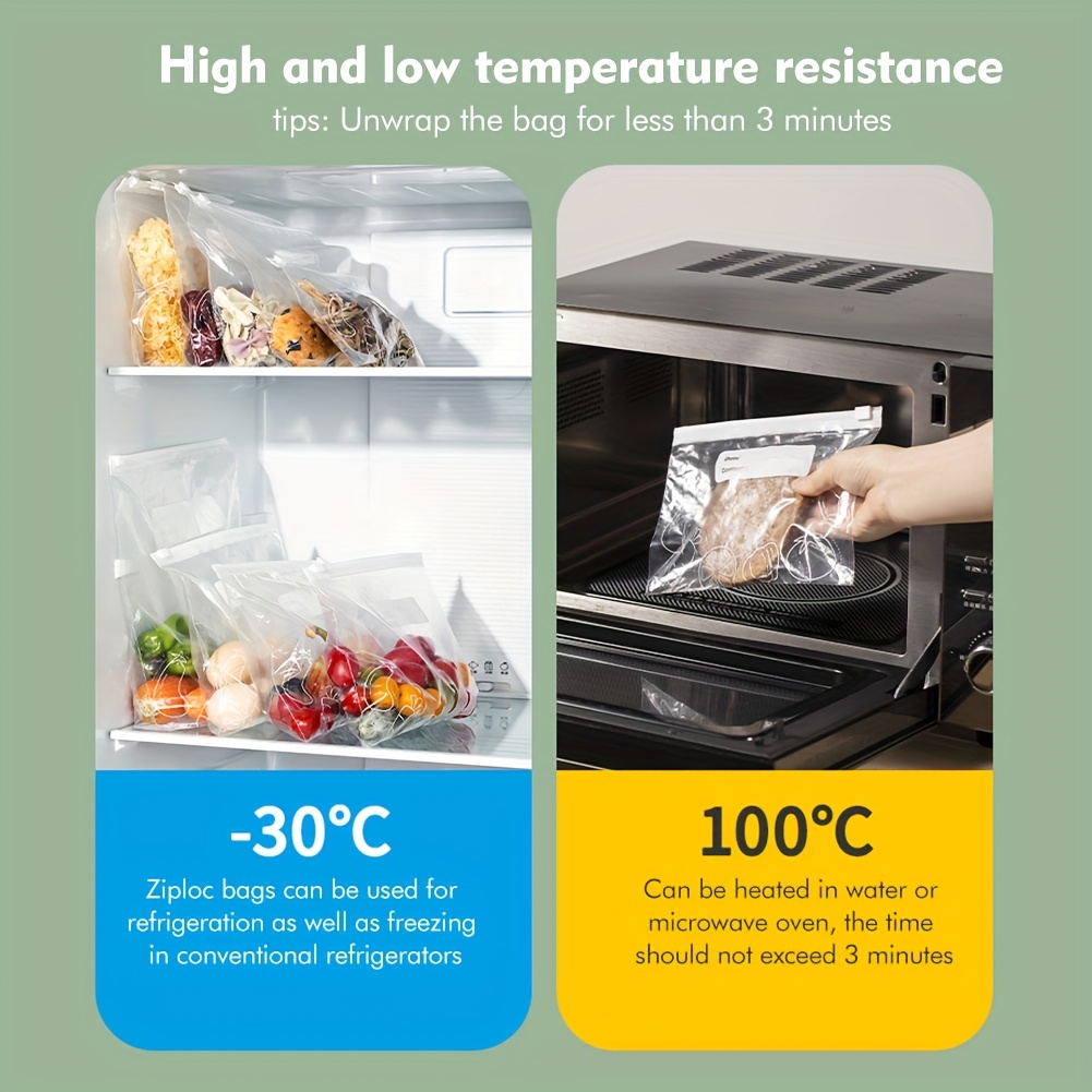 10/15/20pcs of 1 set, Reusable Zip Lock Bag Food Grade Transparent Storage Bag With Zipper Sealing Plastic Container Travel Freezer Camping Kitchen