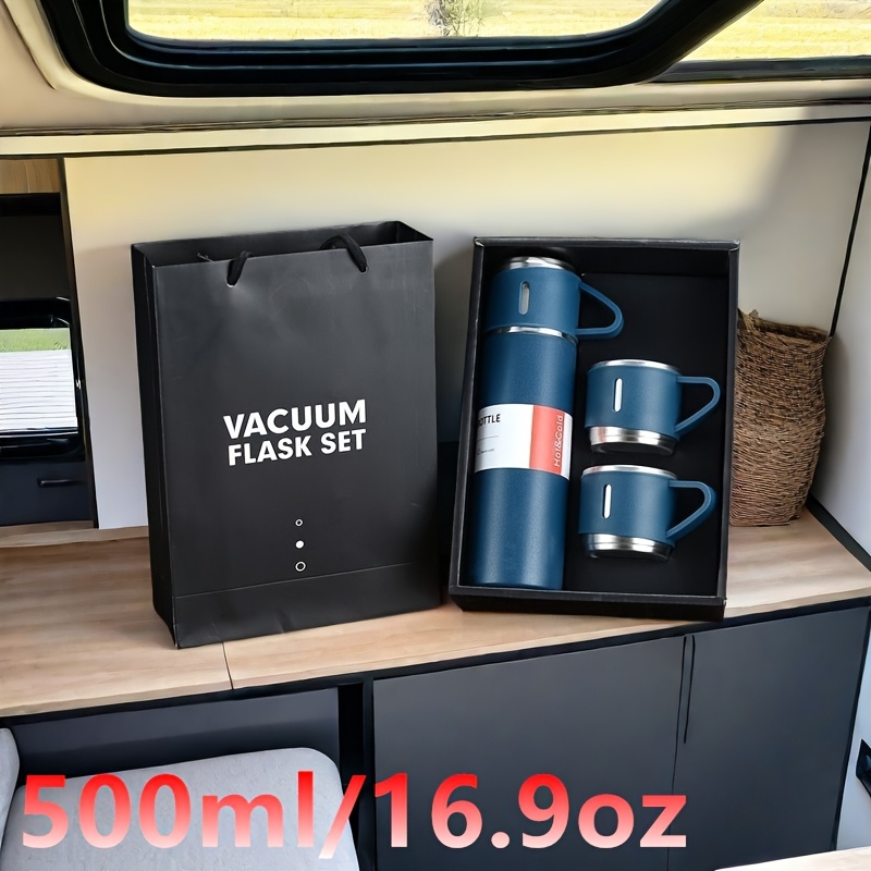 Set of 500Ml/16.9Oz Stainless Steel Thermal Mugs – Vacuum Insulated Flasks, Insulated Sports Bottles, And Thermos Bottles Suitable for Both Hot And Cold Beverages, Perfect for RV Living, Compact RV Furniture, Outdoor Activities, And Office Use, Making an Excellent Gift for Loved Ones. RV Kitchen Accessories