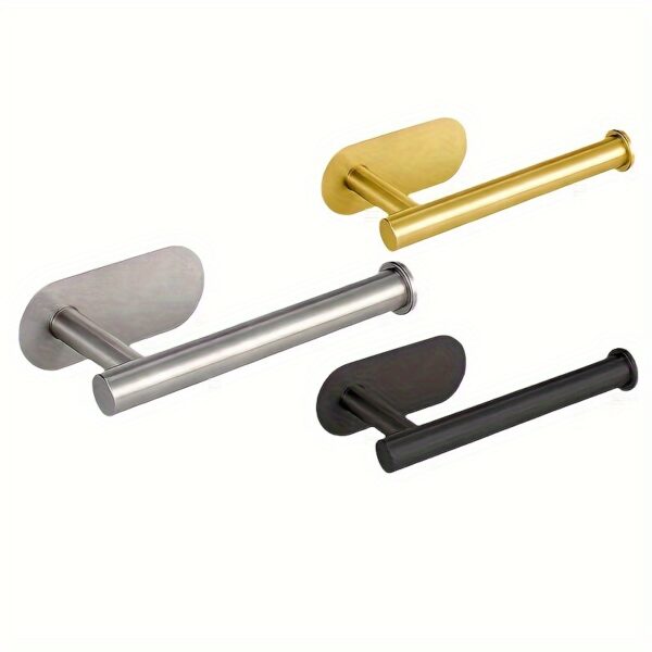 Stainless Steel Paper Holder In Black Color Without Punching, Wall-mounted Cling Film Storage Rack, Paper Towel Holder, Toilet Paper Holder, Napkin Holder, Bathroom Toilet