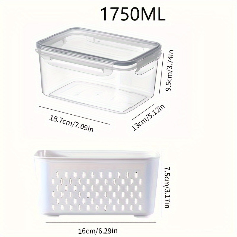 2/4pcs Storage Box, Multifunctional Leak-proof Reusable Food Storage Box, Double-layer Fresh-keeping Box Drain Basket, with Lid, Stackable Large Food Sealed Box, Suitable for Meat, Fruits and Vegetables, Kitchen Storage Box, Kitchen Accessories, Storage Bins for Home Organization
