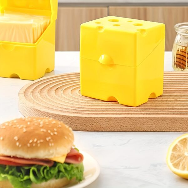 Cheese Slicing Preservation Refrigerator Storage Container - Freezer Safe, Plastic, Square Shape, No Power Required, Suitable for Butter Storage