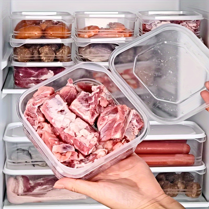 5/10 Refrigerator Meat Freezer Storage Containers, Fruit and Vegetable Containers, Ginger, Garlic and Leek Food Storage Containers, Hermetally Sealed, Stackable, Fresh-Keeping Kitchen Utensils