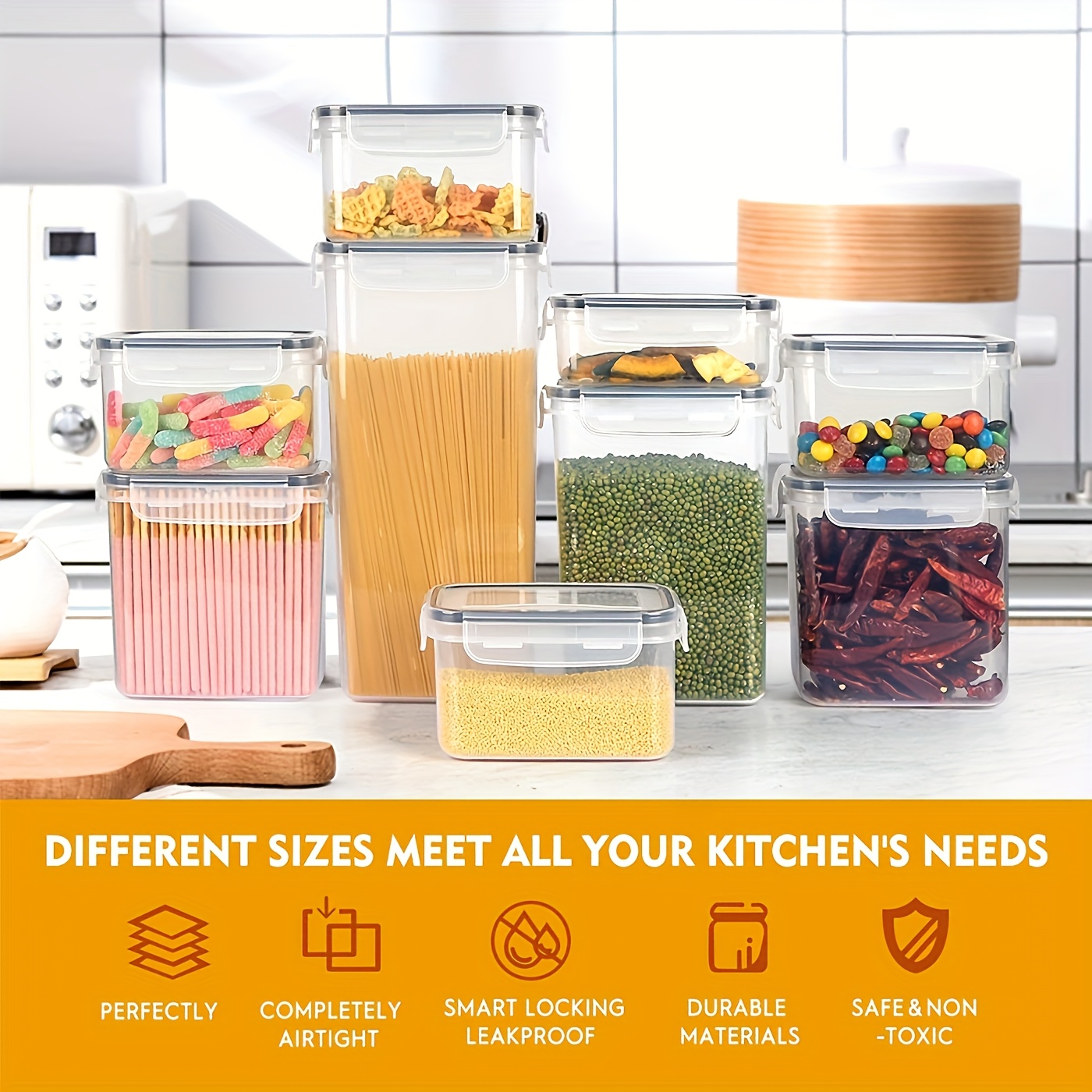 1pc Food Storage Containers with Lids, Plastic Airtight Deli Food Containers Freezer Safe, for Store Fruit Veggie Noodles 29.97cm/15.49cm 96oz