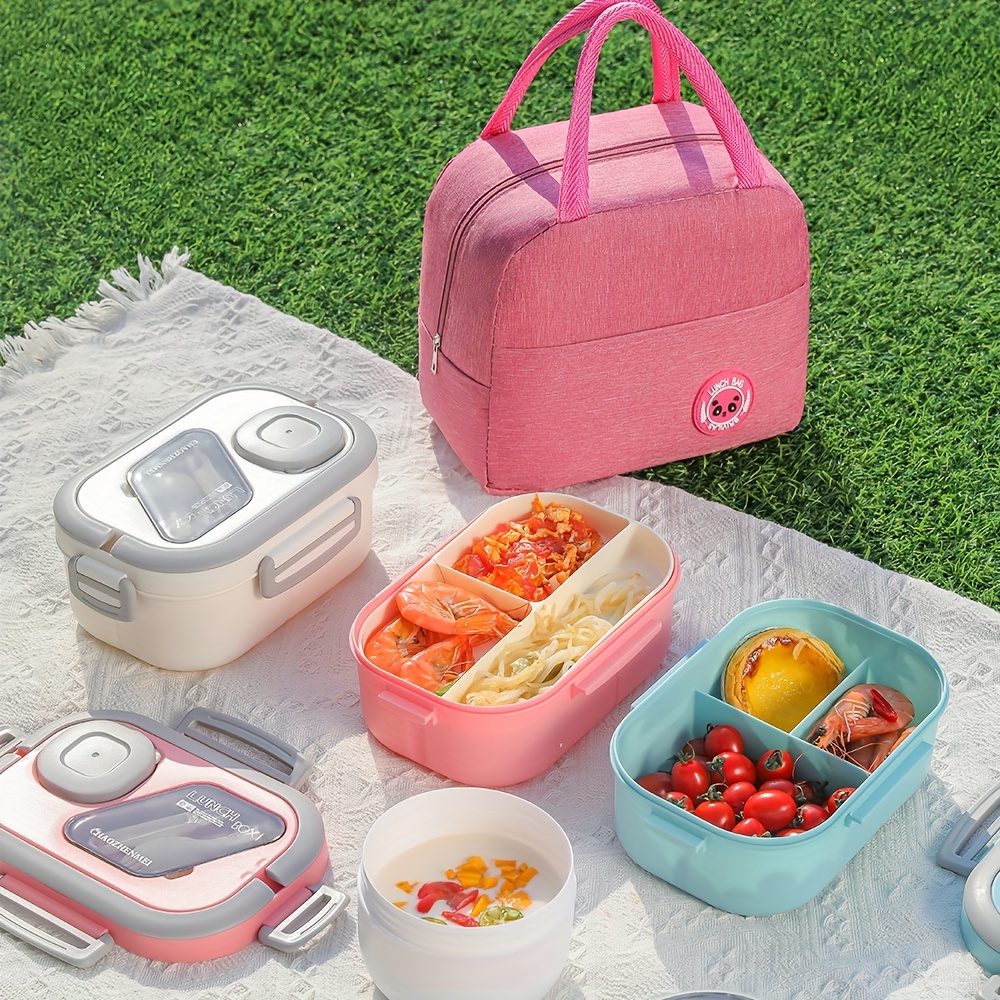 3pcs/set Lunch Box Set, Reusable Portable Insulated Bag Breakfast Cup, Suitable for Office, Outdoor, School, Picnic, Back-to-School Student Supplies, Lunch Box, Bento Box, Lunch Bag