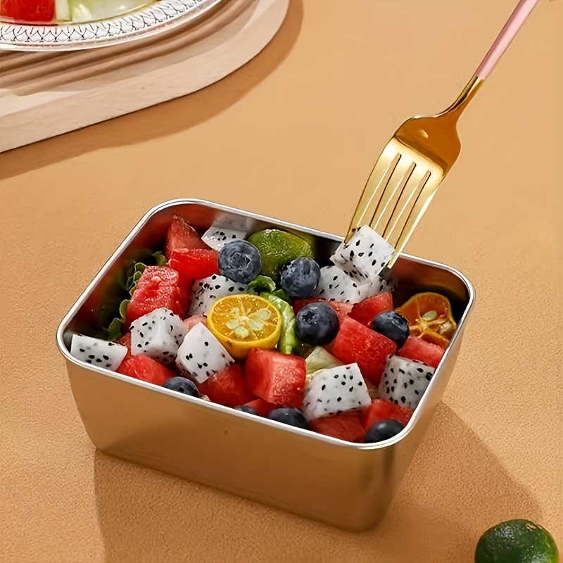 5pcs Stainless Steel Food Storage Container Set - Square, Manual Lid, Hand Wash - Perfect for Meal Preparation and Outdoor Picnics, Food Distribution