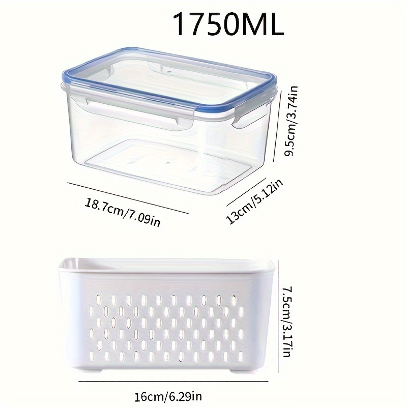 2/4pcs Storage Box, Multifunctional Leak-proof Reusable Food Storage Box, Double-layer Fresh-keeping Box Drain Basket, with Lid, Stackable Large Food Sealed Box, Suitable for Meat, Fruits and Vegetables, Kitchen Storage Box, Kitchen Accessories, Storage Bins for Home Organization