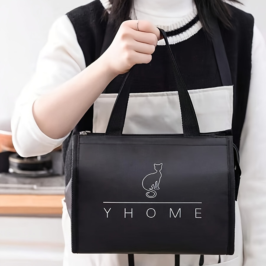 Cute Kitten Insulated Lunch Bag - Portable Bento Box Carrier, Polyester, Rectangular Shape for Students & Kitchen Use, for Return School,back to school