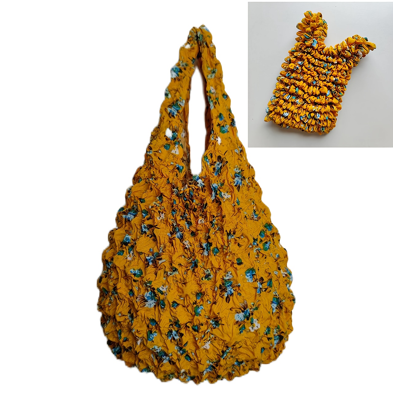 New Fashionable Magic Stretch Shopping Bag with Bubble Pleats, Multi-Functional and Machine Washable for Traveling and Daily Errands