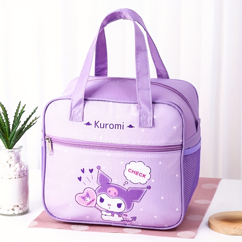 Sanrio Kuromi, HelloKitty lunch box bag, insulated lunch bag, large-capacity lunch box bag, storage bag, cartoon theme design handbag, suitable for students, offices, outdoor picnics, various uses, Non-food contact,back to school