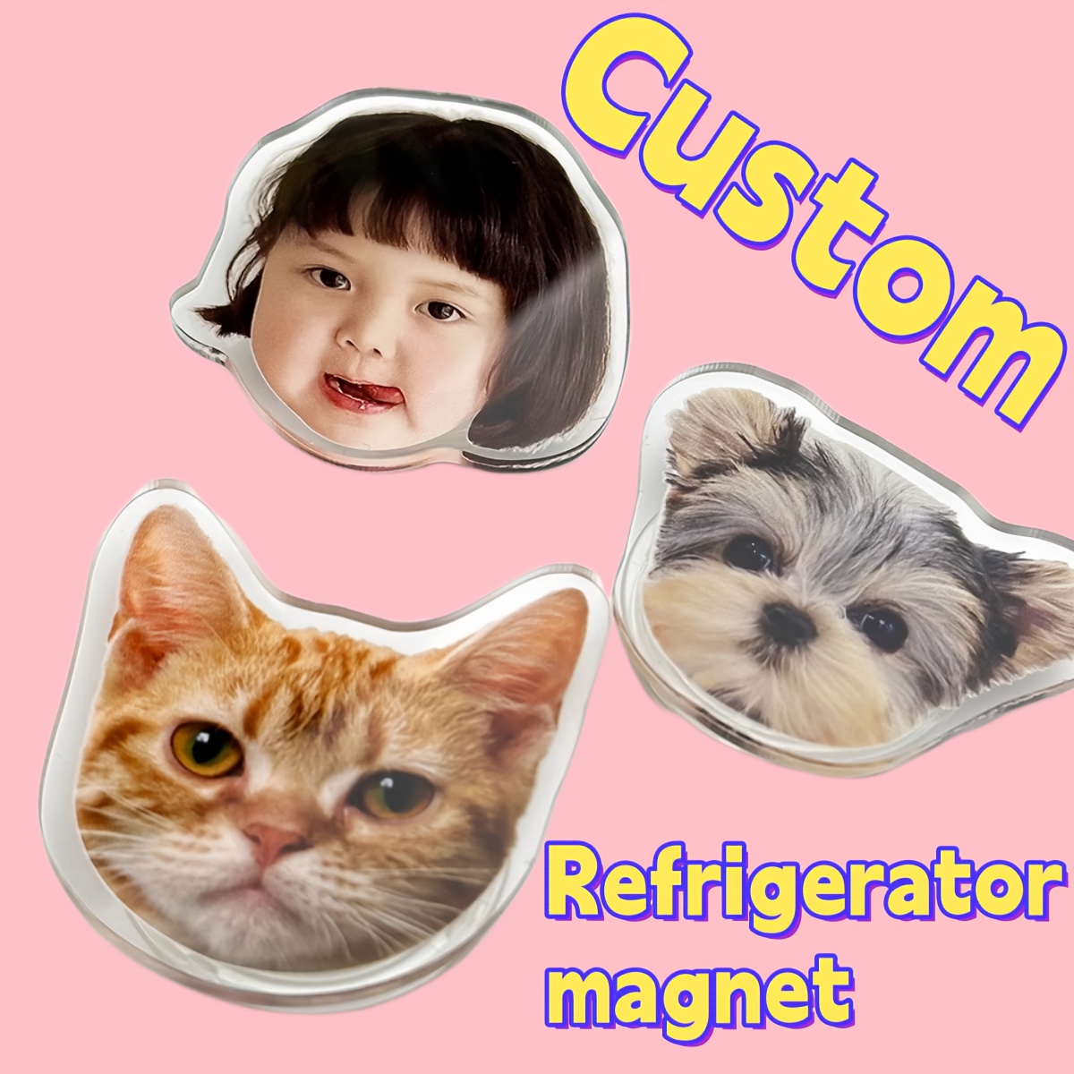 Custom Acrylic Heart-Shaped Refrigerator Magnet, Personalized Photo Fridge Magnet, Versatile Decor for Kitchen, Ideal for Christmas, Halloween, Thanksgiving, St. Patrick'S Day, Valentine'S Day