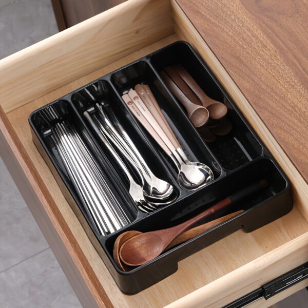 Large Capacity Plastic Silverware Drawer Organizer, Insert Mount Kitchen Utensil Tray, Lightweight Cutlery and Knife Fork Holder, Multifunctional Storage for Spoons, Forks, Knives, Ideal Gift