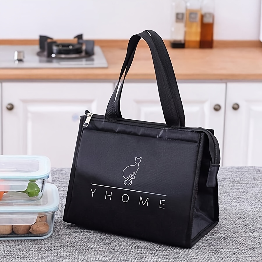 Cute Kitten Insulated Lunch Bag - Portable Bento Box Carrier, Polyester, Rectangular Shape for Students & Kitchen Use, for Return School,back to school