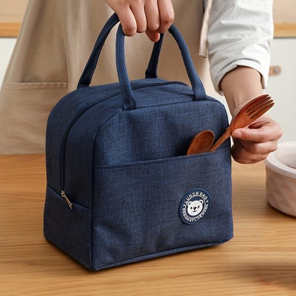 Non-Food Contact Insulated Lunch Bag with Cute Bear Design - Non-Woven, Thickened Bento Box Carrier with Handles, Perfect for School, Work, Or Picnics, Lunch Bo,Back to School