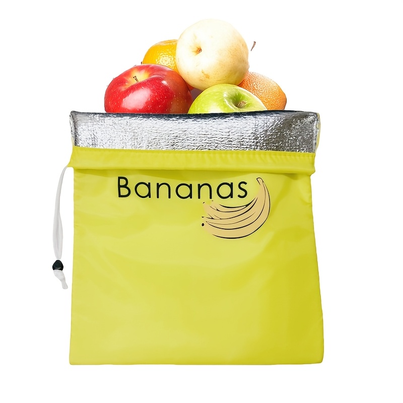 1pc Rectangle Polyester Supermarket Home Banana Fridge Fresh Keeping Storage Bag, Reusable Fruit Vegetable Freshness Aluminum Film Bag, Food Safety Salad Preservation Box