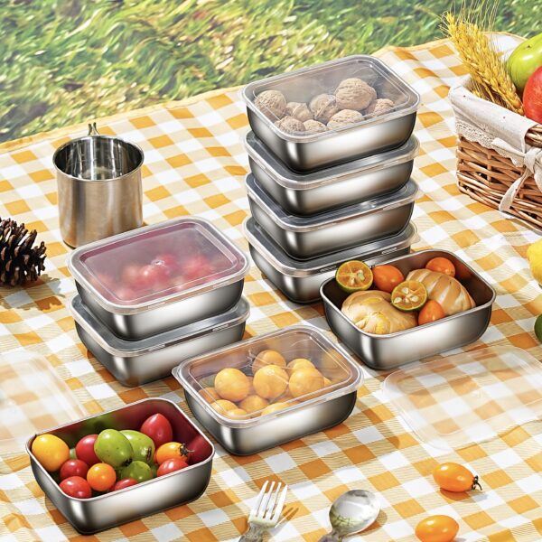 4pcs Stainless Steel Food Storage Containers with Lids, Suitable for Meal Prep, Lunches, and Outdoor Picnics