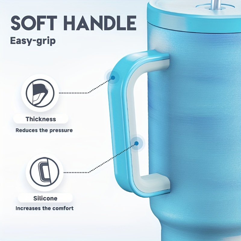 Meoky 1pc, Tumbler With Lid And Straw, 40oz Stainless Steel Insulated Water Bottle With Handle, Gift Drinking Cups, Keeps Cold For 24 Hours Or Hot For 10 Hours, Portable Suitable For Outdoor Camping, Hiking, Driving, And Car Travel